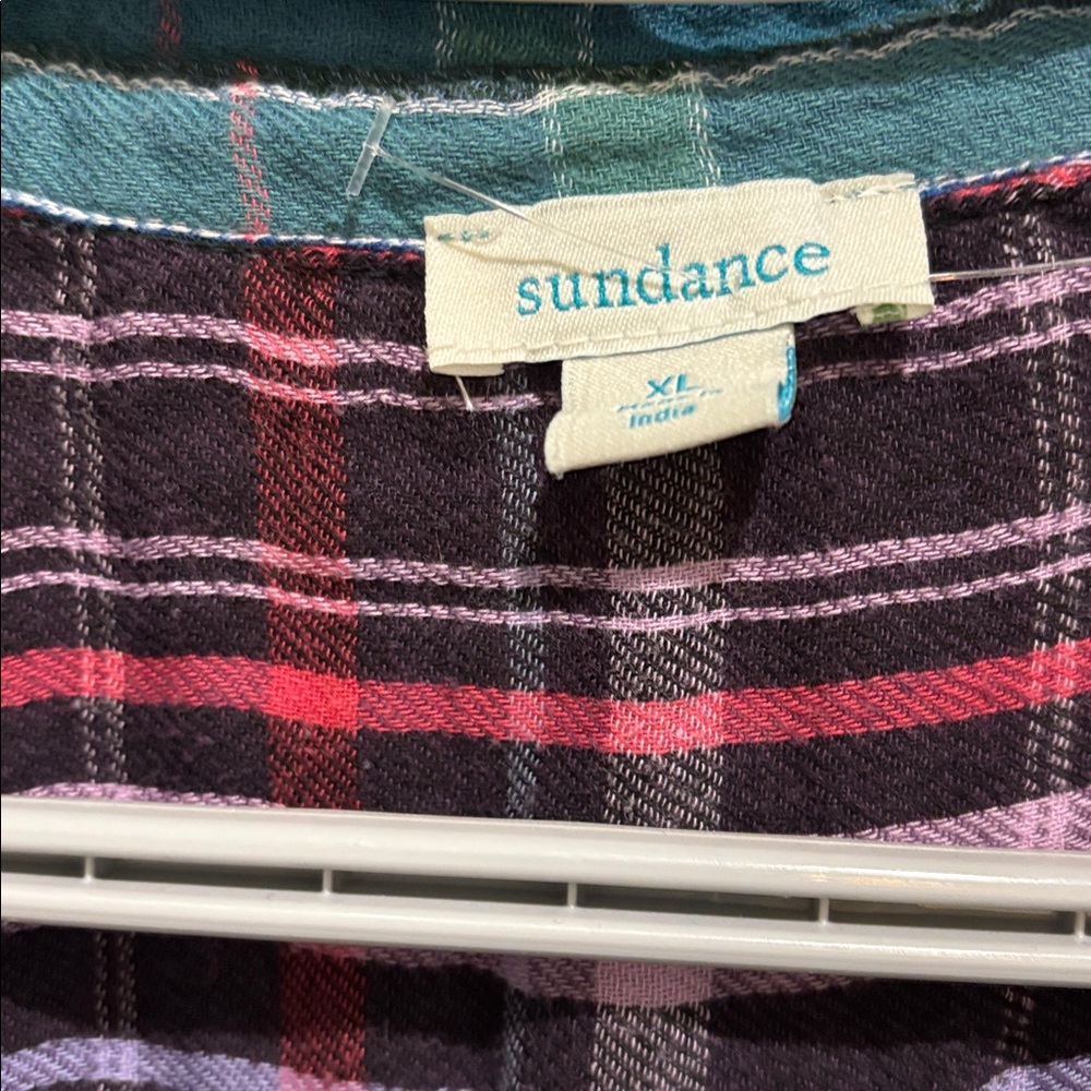 Sundance Plaid Patchwork Flannel Button Down Shir… - image 2